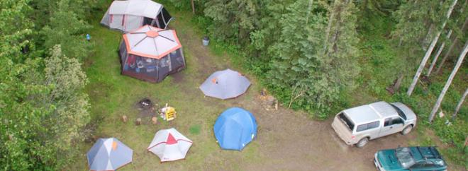 Home sweet home: one of our field camps in the Nechako region of central British Columbia, Canada